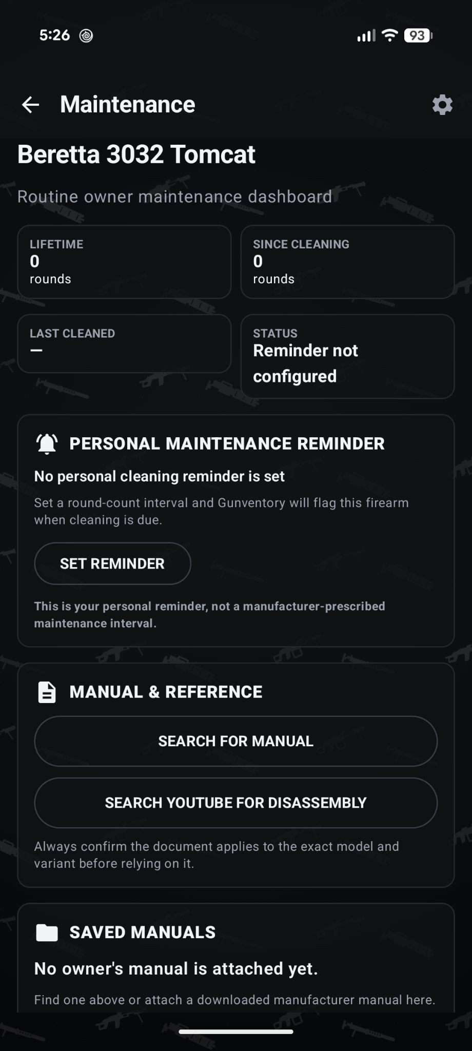 Gunventory maintenance dashboard